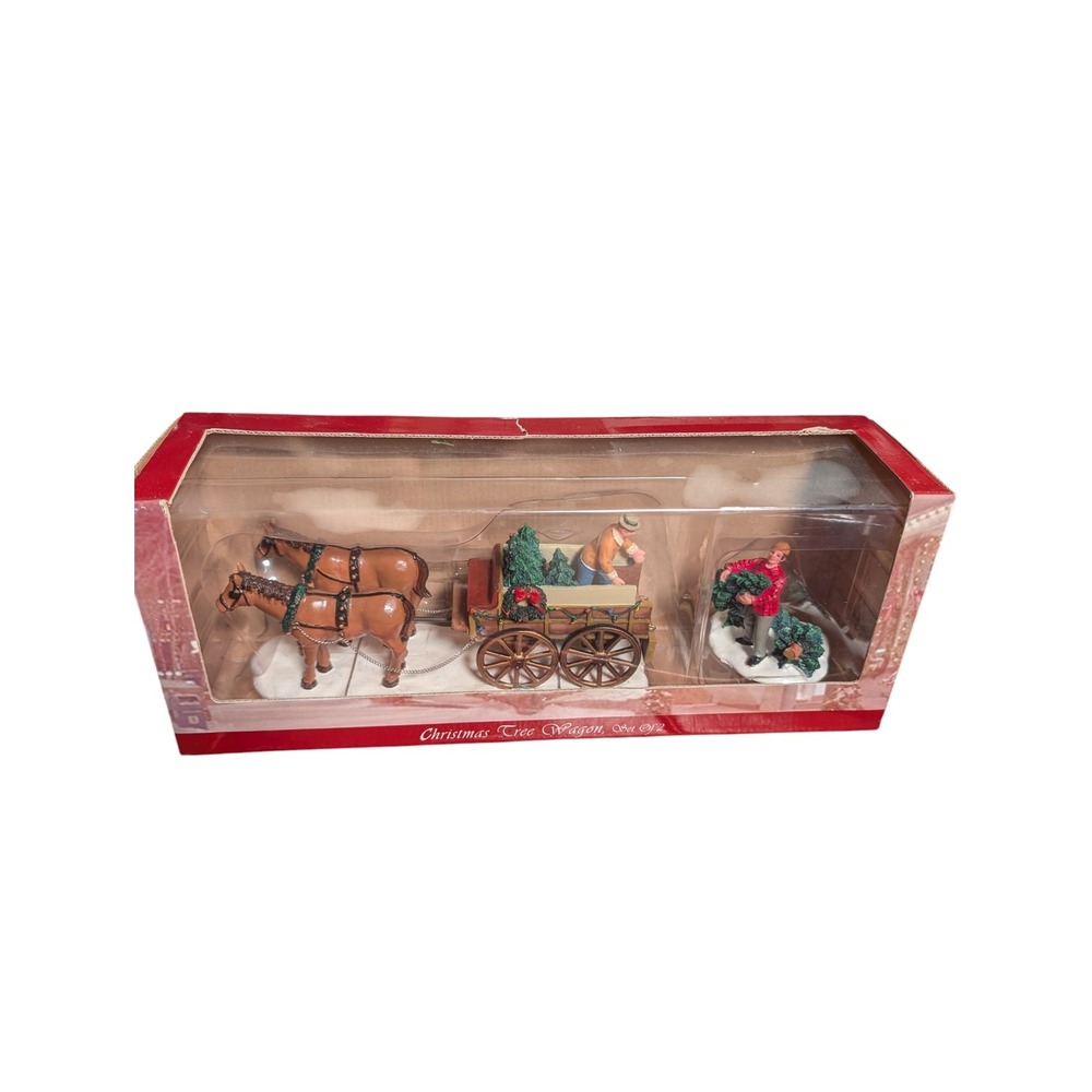 Lemax Village Collection Christmas Tree Wagon Set‎ of 2 Horse Drawn 2004 43439